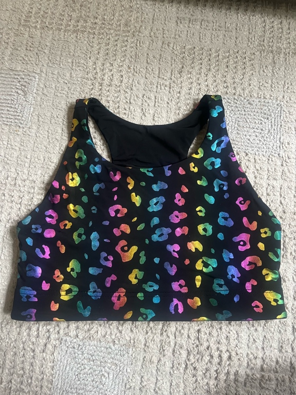 Terez Black Rainbow Leopard Sports Bra size Large